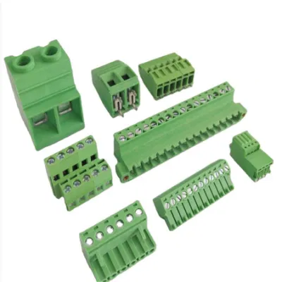 Conector de bloque terminal PCB de ángulo de contacto verde de color conectable