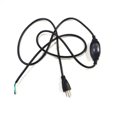 NEMA5-15p cable de alimentación de repuesto de extremo abierto con interruptor de encendido/apagado Cable alargador negro 18/3 SVT