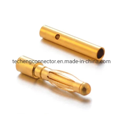 Latón chapado en oro estándar del enchufe eléctrico 4mm 2mm Conector Banana Bala Masculino y Femenino