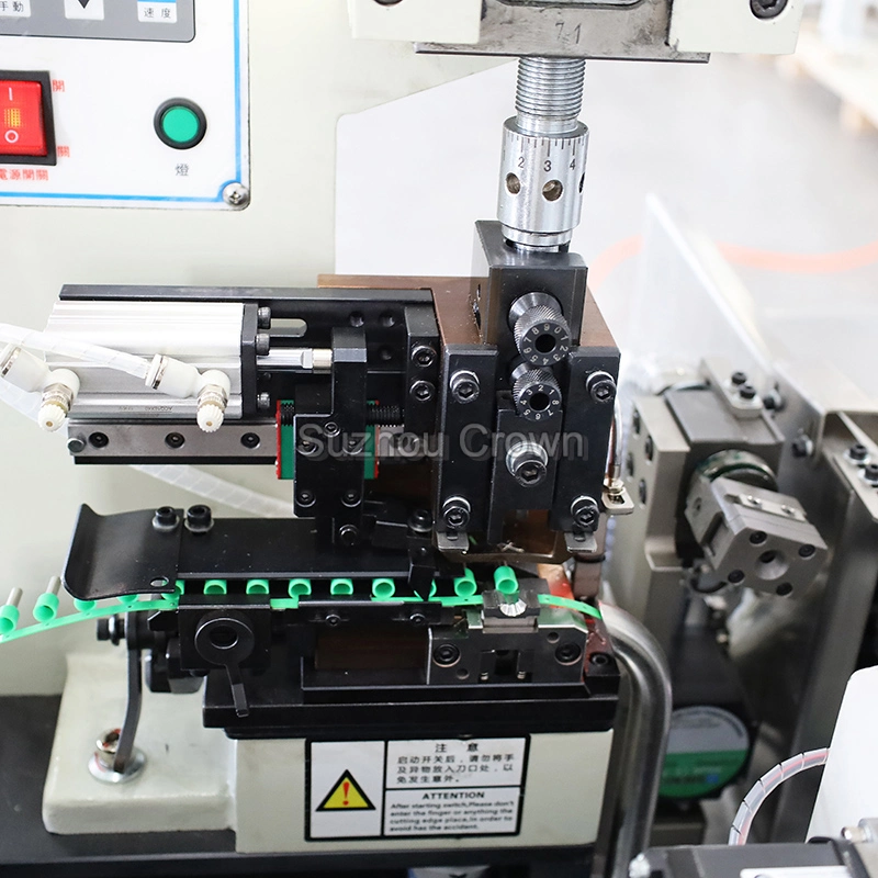 Wire Double-Ended Terminal Crimping Machine 2 Heads Wire Cut Strip Terminal Connecter Crimp Machine Long Wire Transfer Belt Vibrating Bowl Feed Loose Terminal