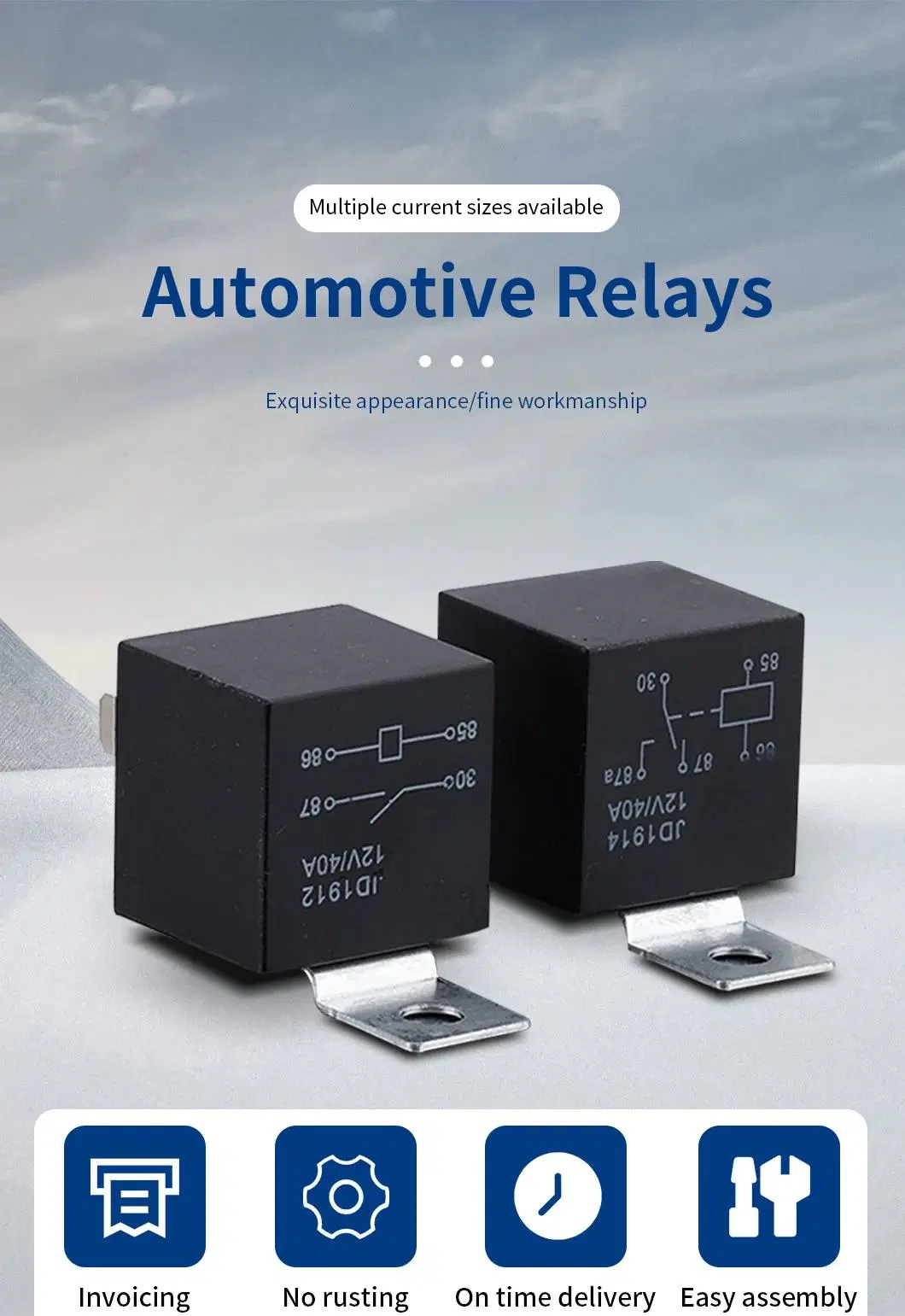 Square Shape Auto Relay PCB Type Socket 4pin 40A High Current Pin 6.3mm/4.8mm Terminal