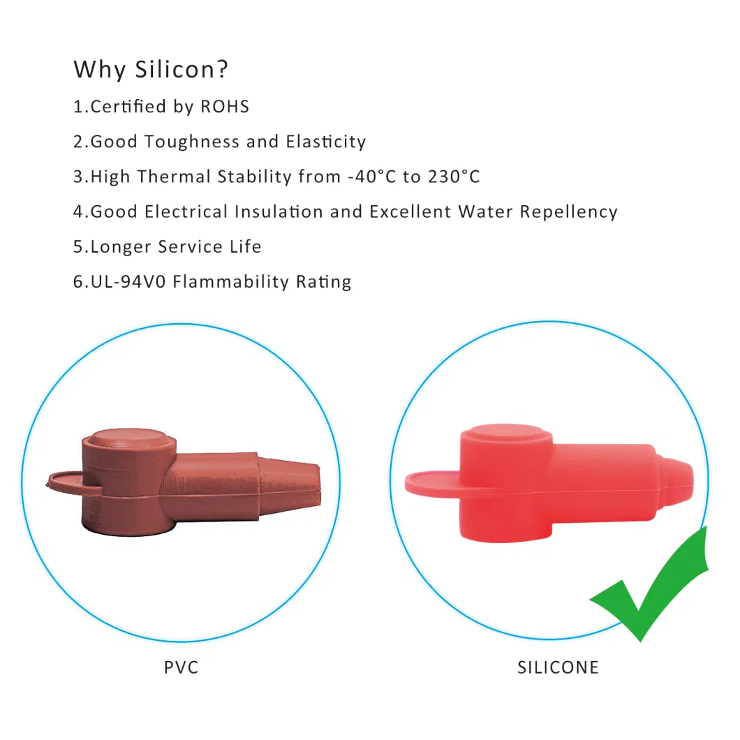 Edge Stc20-6r 6 Pack Silicone Terminal Covers for Alternator Battery Stud and Power Junction Blocks, Fits 2/0AWG to 3/0AWG Wire, 6PCS Red