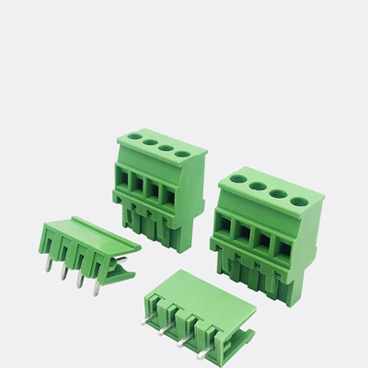 2edgka-5.08mm Plug-in PCB Terminal Block Upright Side Outlet Plug with Straight Bent Pin Seat Complete Set