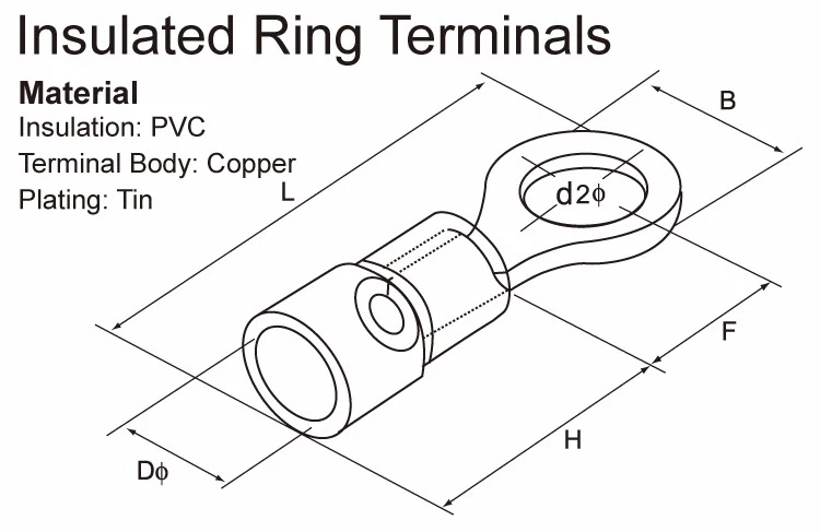 Ring Terminal PVC Insulated Barrel Ground Terminal