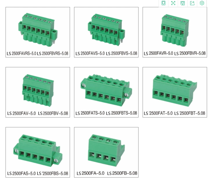 Ce/RoHS/VDE Certification 5.0mm/5.08mm 2-24 Pin/Way Pluggable Terminal Block 2500fa 2500fb