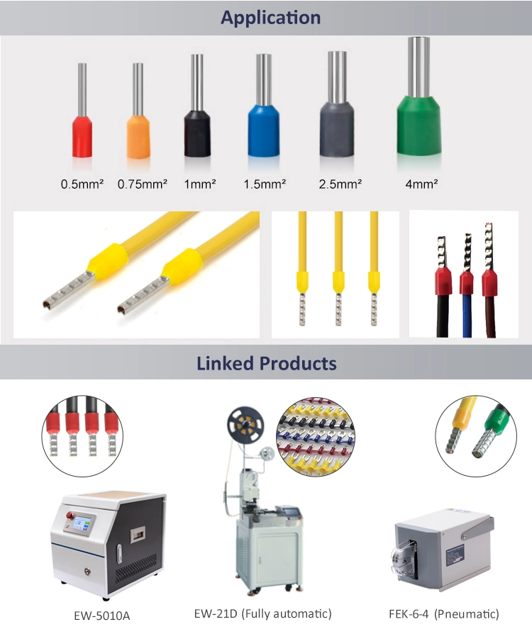 E7508 Brass Wire Ferrule Insulated Cord End Terminals Insulation Copper Tube Pre-Insulating Eyelet Crimp Cable Terminal