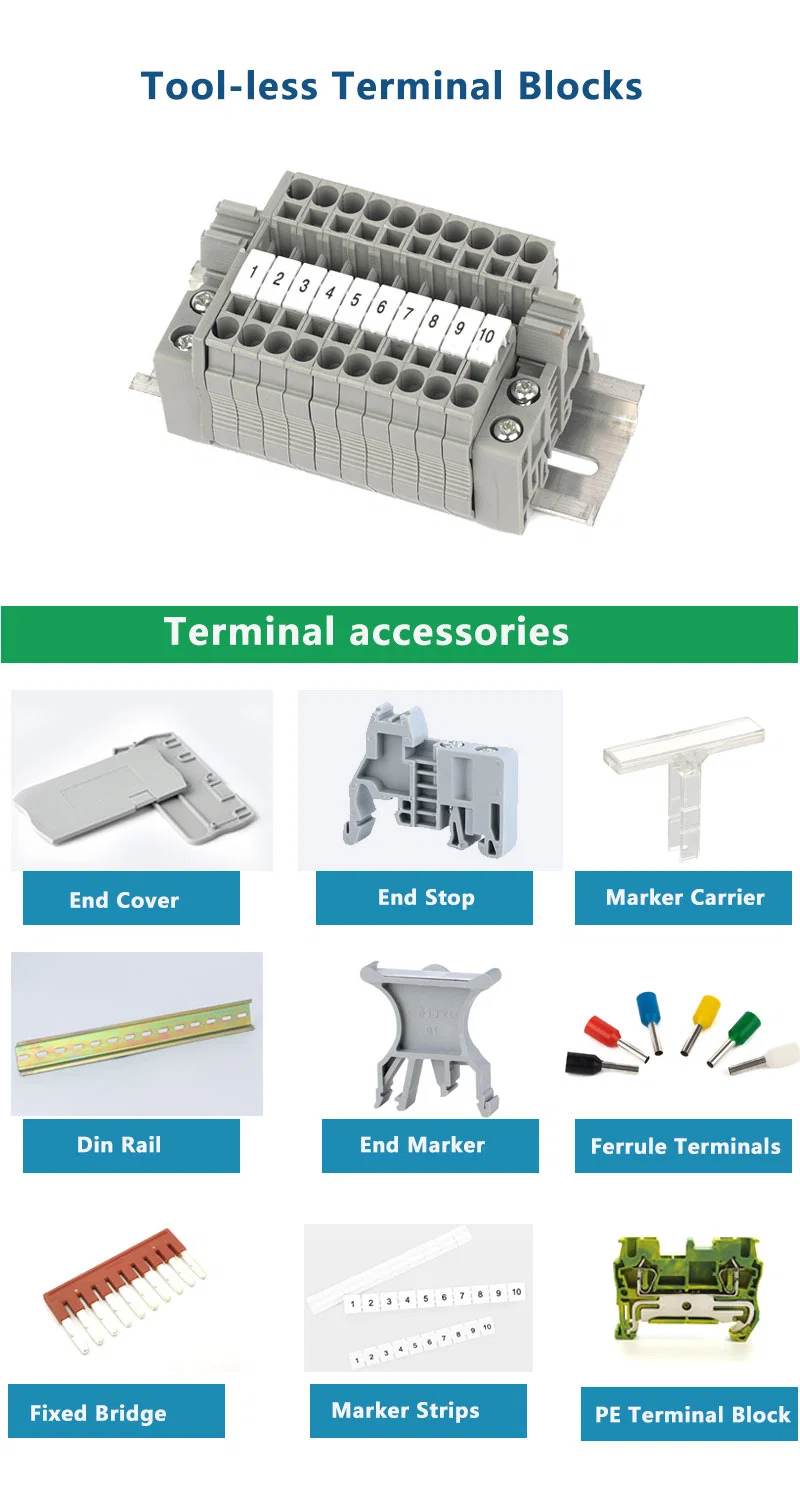 4mm Guide Rail Combination Self-Locking Spring Terminal Sttb24 Double-Layer Wiring Block