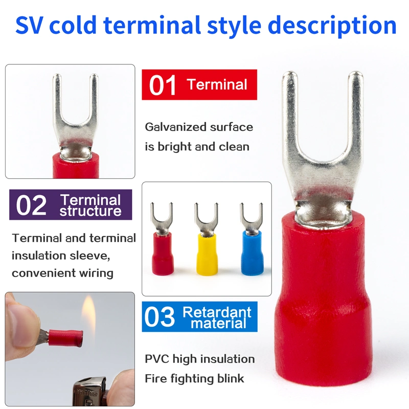 Spade Terminal Fork Sv Block Plastic Solder Sleeve Insulated Cold End Terminal Crimp Wire Connectors