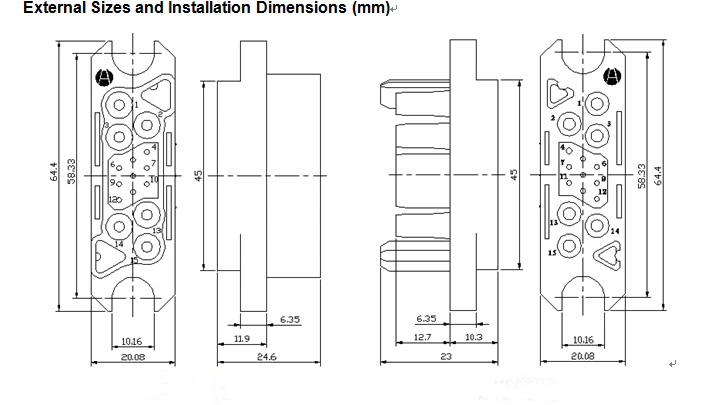 OEM Connectors 15pin Insulated Terminal PCB Mount UPS Power System