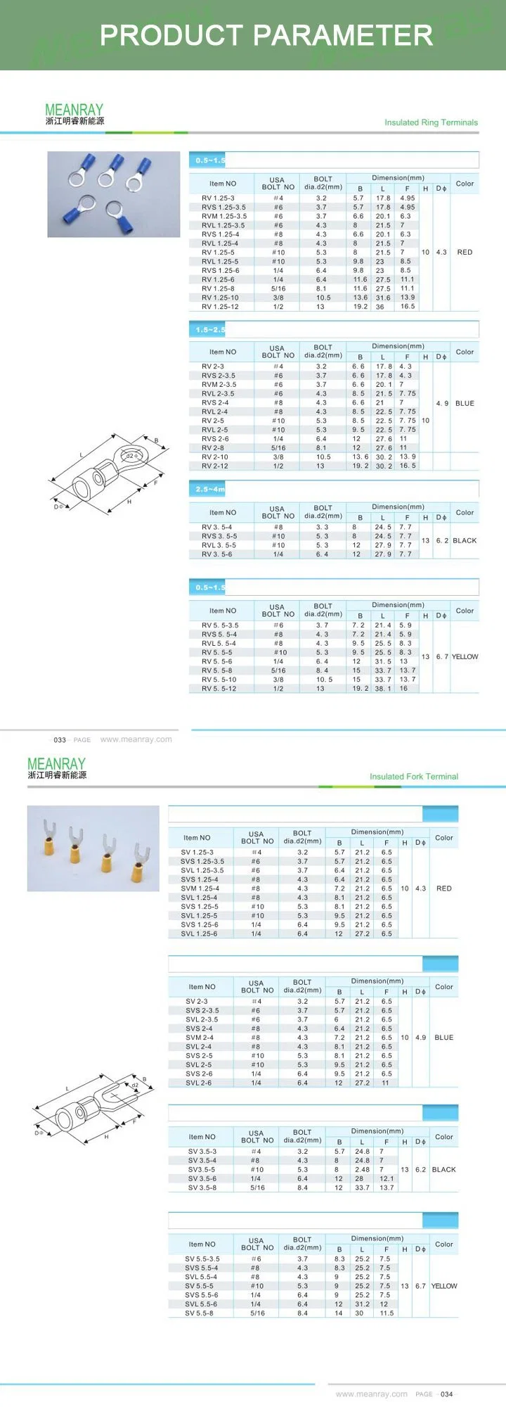 Insulated Spade Fork Type Crimp Type Lug Terminals, Hook Terminals with Ce Certification