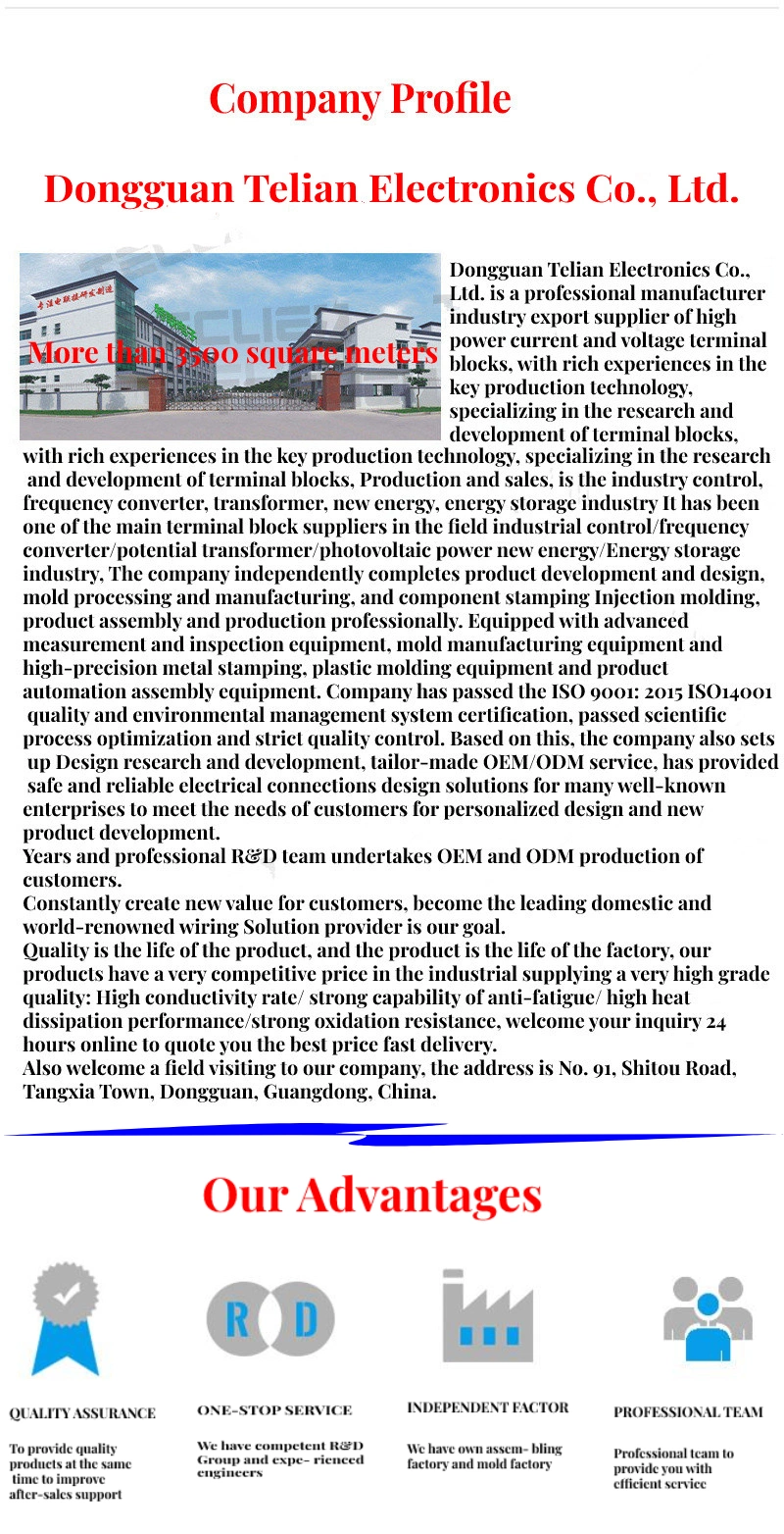 Telian Terminal Block Feed Throught Terminal Blocks High Current Barrier Screw Terminal 75A