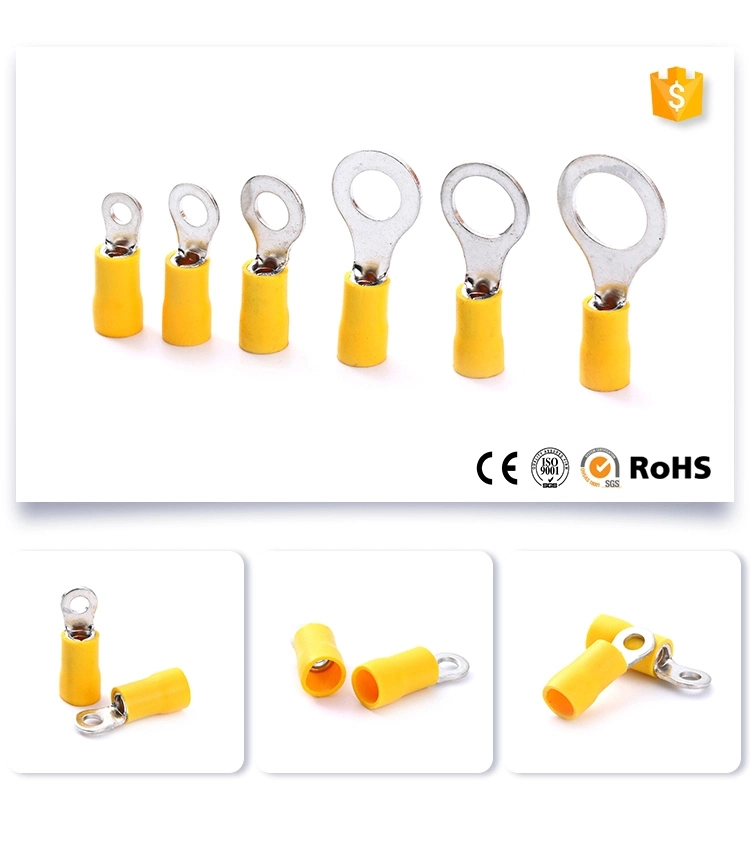 12-10 Yellow Insulated Wire Crimping Terminals Ring Type Lug Terminals