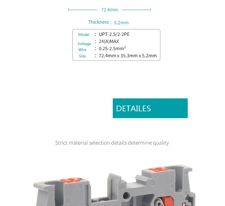 2.5mm2 Sttb 2, 5 Ptfix Equallent Feed-Through Plug-in Connection Terminal Block