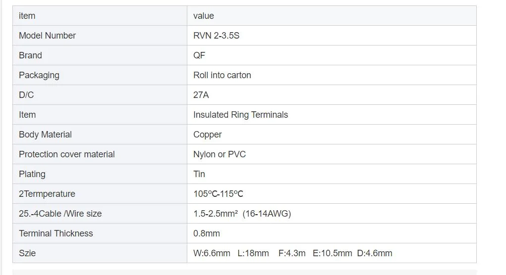 Rvn5.5-6 Insulating Copper Lug with Nylon Sheath in Reel Electrical Wire Connector Crimp Ring Terminals Chain Automatic Cable Lu