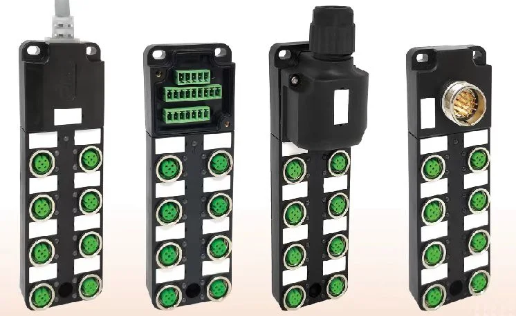 M12 8-Way Distribution Block Junction Boxes with PCB Terminals Without LED