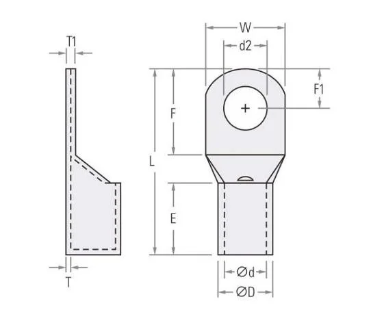 Tinned Copper Crimping Cable Terminal Lug, Electrical Battery Tube Ring Crimp Terminal Connectors