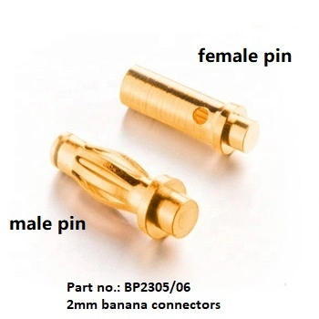PCB Mount Electrical Bullet Plug 2mm Gold Plating Leadless Brass PCB Spring Terminal Connector