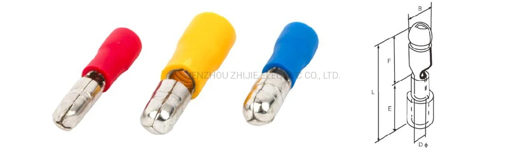 6mm Wire Connection Brass Male Bullet Insulated Terminal