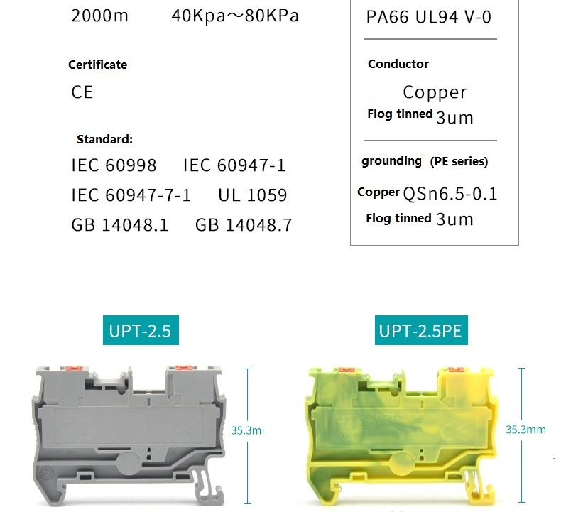 2.5mm2 Sttb 2, 5 Ptfix Equallent Feed-Through Plug-in Connection Terminal Block