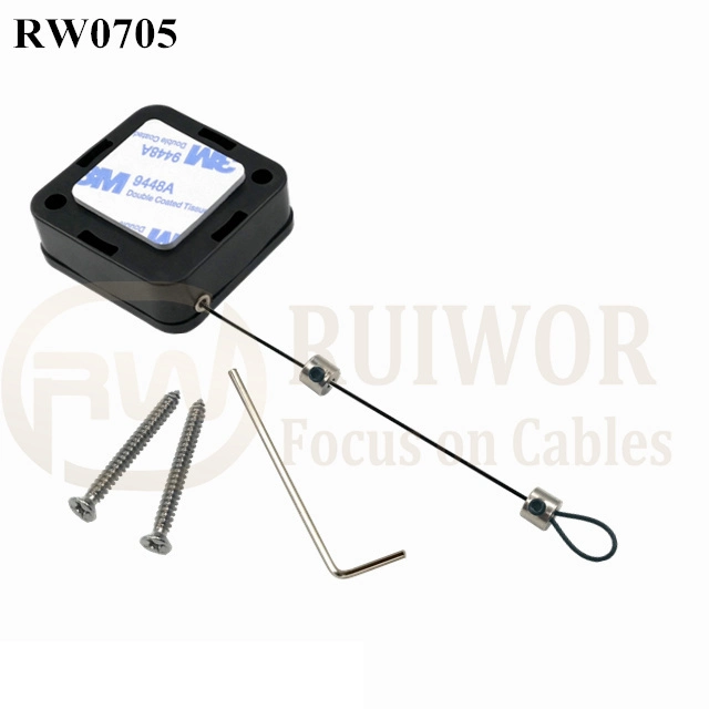 RW0705 Square Retractable Cable Plus Adjustalbe Lasso Loop End by Small Lock and Allen Key