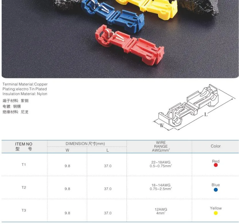 BV Copper Insulated Middle Cable Connector Terminal