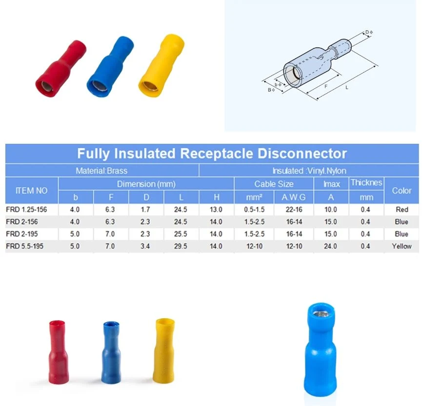 Insulated Bullet Shaped Female Male Insulating Joint Copper Cable Lug Crimp Terminal/ Connectors Insulated Cord Pin End