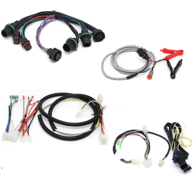 OEM ODM 18AWG Connector Faston 24V Industrial Power 187 Non-Insulated Female Ring Terminal Cable Wiring Harness with Sleeve