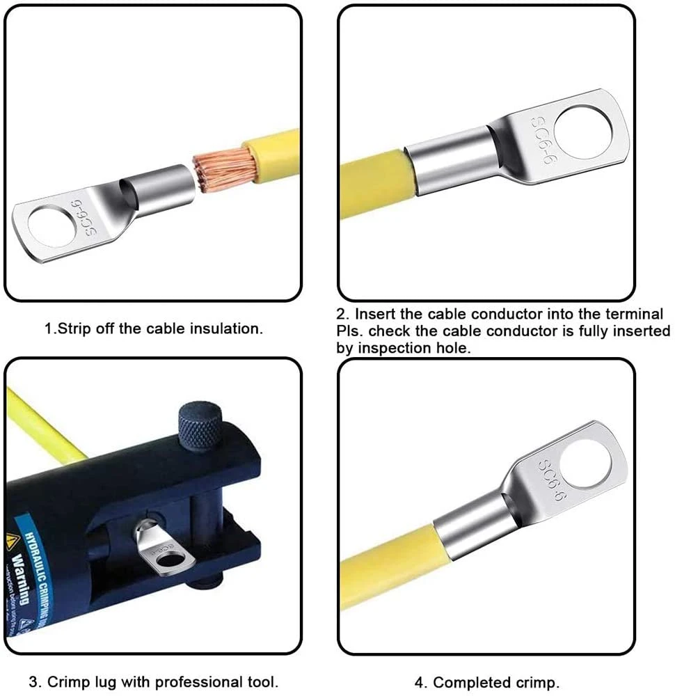 Copper Battery Brass Cable Connector Cable Lug Crimp Insulated Terminal Ring Crimp Terminal
