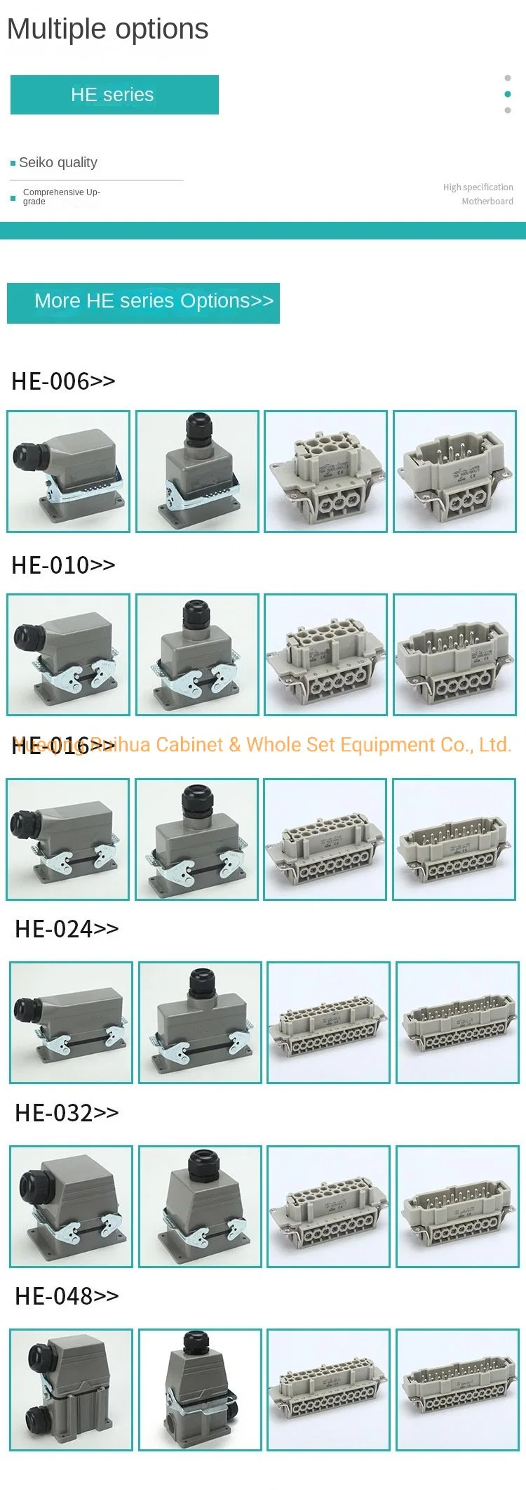 Hdc-He-016 16pins 10pin 24 Pin 6 Pin Industrial Heavy Duty Cable Connector