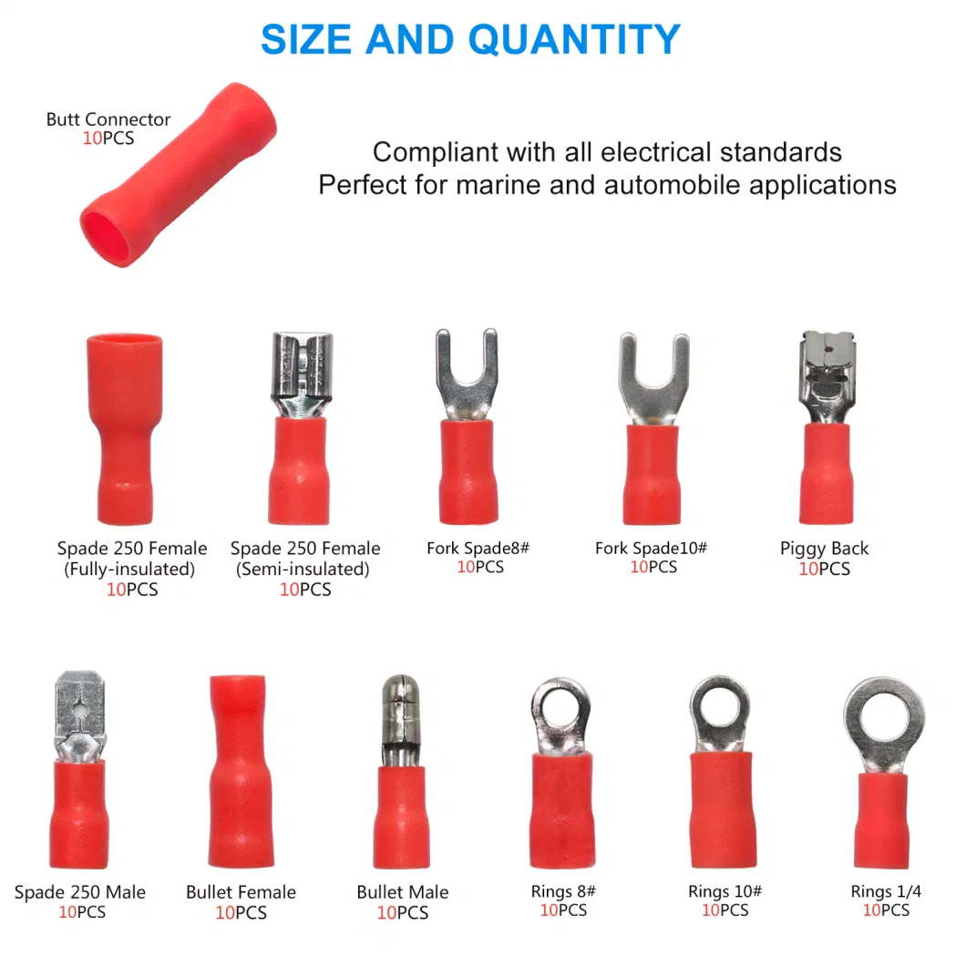 Edge Sctk540 540PCS Crimp Terminal Assortment Kits, 22-16/16-14/12-10gauge Mixed Insulated Electrical Automotive Solderless Wire Crimp Terminals