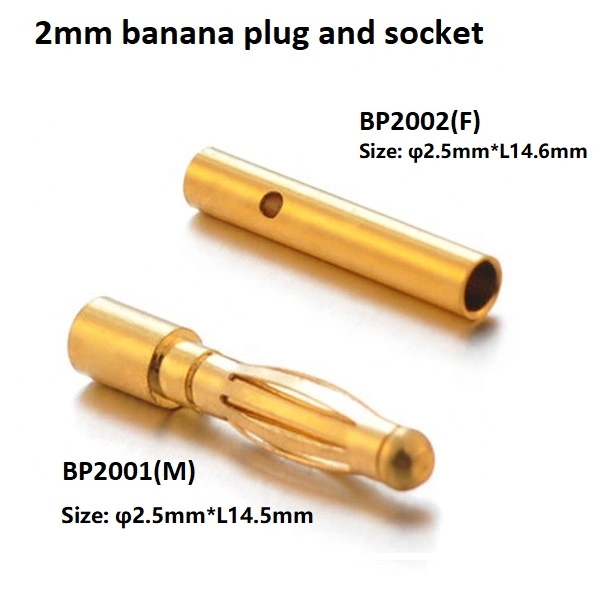 Standard Gold Plating Brass Electrical Plug 4mm 2mm Bullet Banana Plug Connector Male and Female