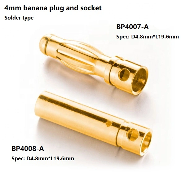 Standard Gold Plating Brass Electrical Plug 4mm 2mm Bullet Banana Plug Connector Male and Female