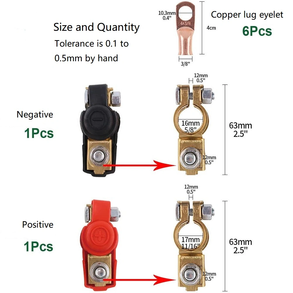 Pure Copper Battery Terminal Connector for Car Truck Heavy Duty Copper Ring Terminating Kit Battery Clamp Sets