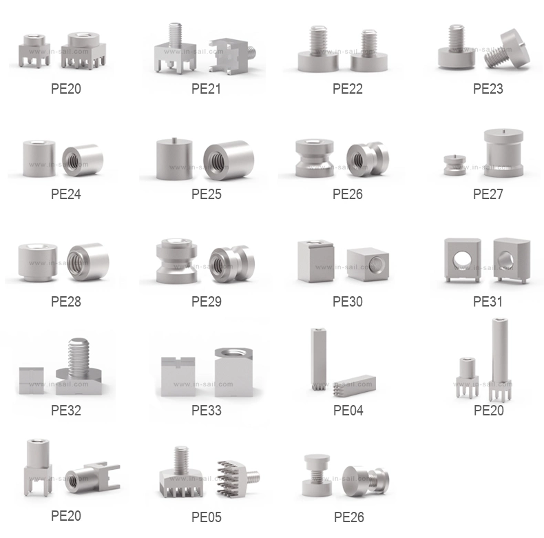 PCB Press Fit Terminals with Two-Part Ground Terminal with Two Rows Pin-Plate