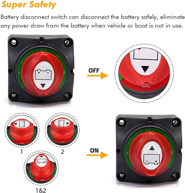 Battery Disconnect Selector Master Power Cut on/off Rotary Isolator Switch for Marine Boat Caravan RV ATV Vehicle Heavy Duty