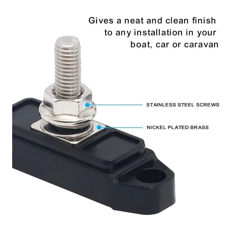 Marine Boat RV 300V AC/ 48V DC 150A Power Distribution Block with Ring Terminals Pair Single M8 Studs Bus Bar