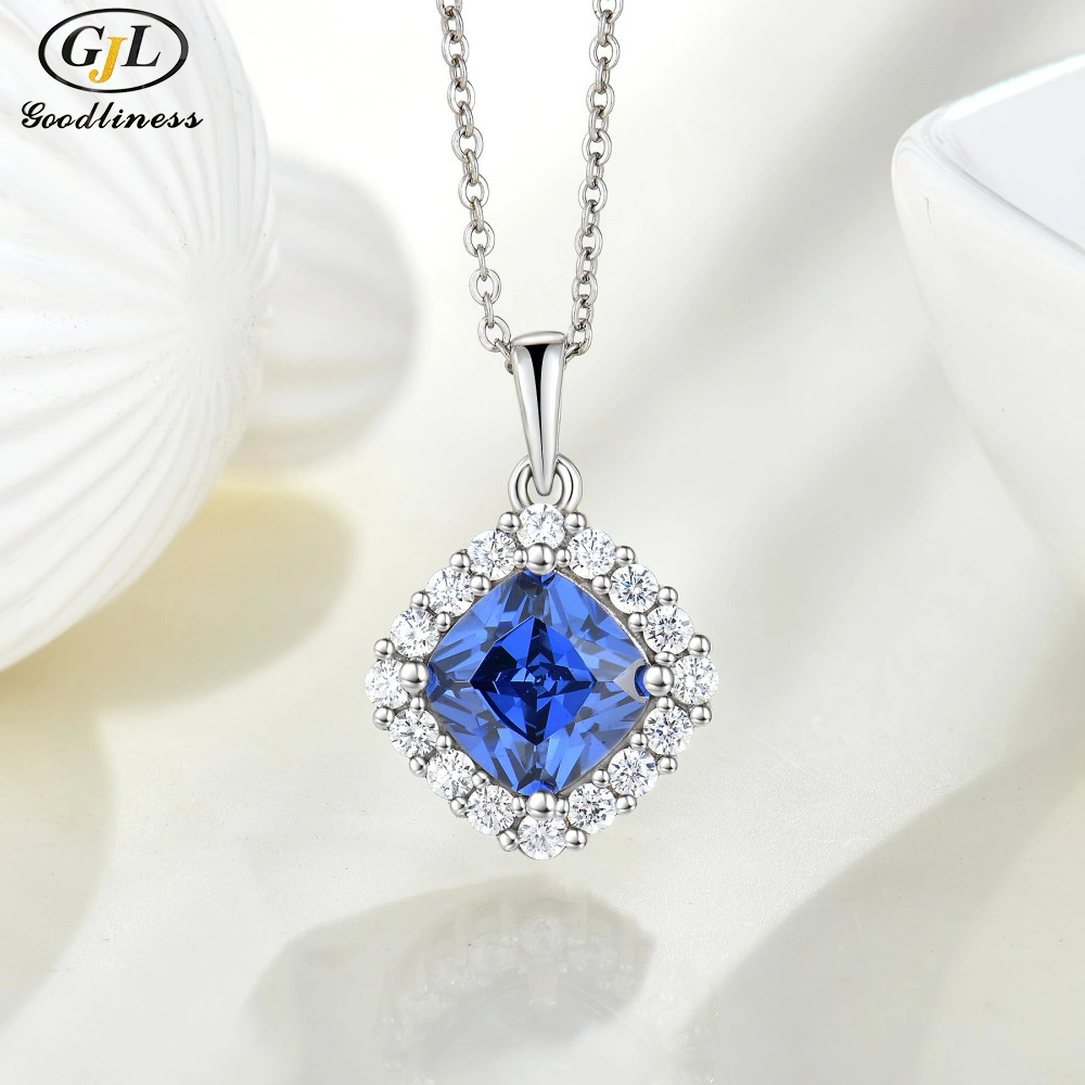 S925 Silver Tanzanian Blue Zirconium Earrings Necklace Ring Three Piece Jewelry Set