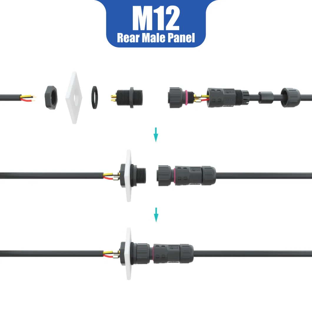 Factory Sales IP67 M12 8pin Waterproof PCB Board Connector Male Female Panel Mounted Connector Wire Terminal Processing Can Be Customized