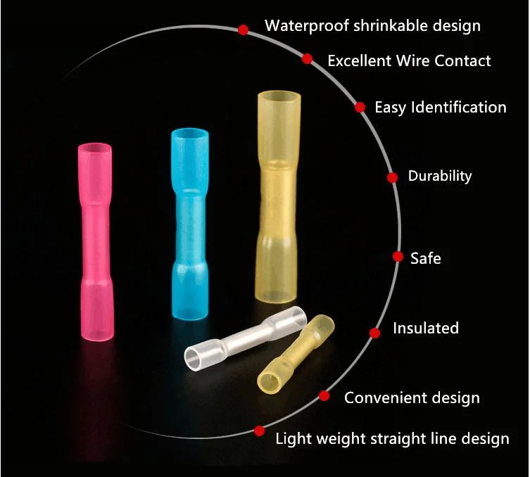 OEM Red/Blue/ Yellow Electrical Crimp Terminal Different Types PE Heat Shrink Butt Connector