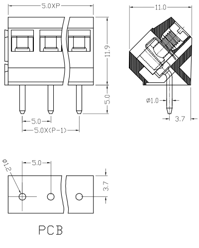 PCB Screw Terminal Blocks 45degree Replace Degson