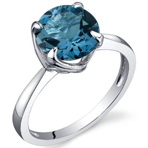 Claw Setting Silver Ring Jewelry with Blue Topaz