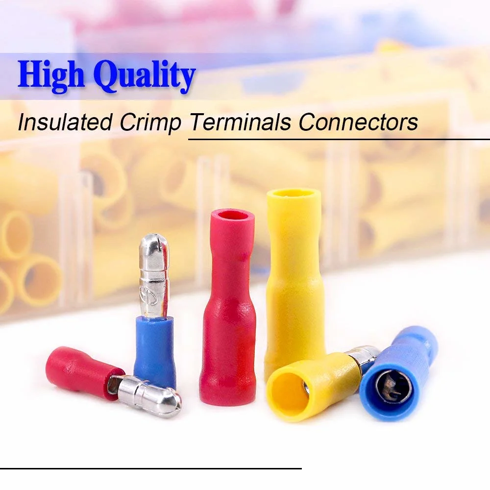 Hampool Pre-Insulated Brass Electrical Quick Splice Disconnect Connectors Bullet Type Sizes Male Female Crimp Wire Terminal