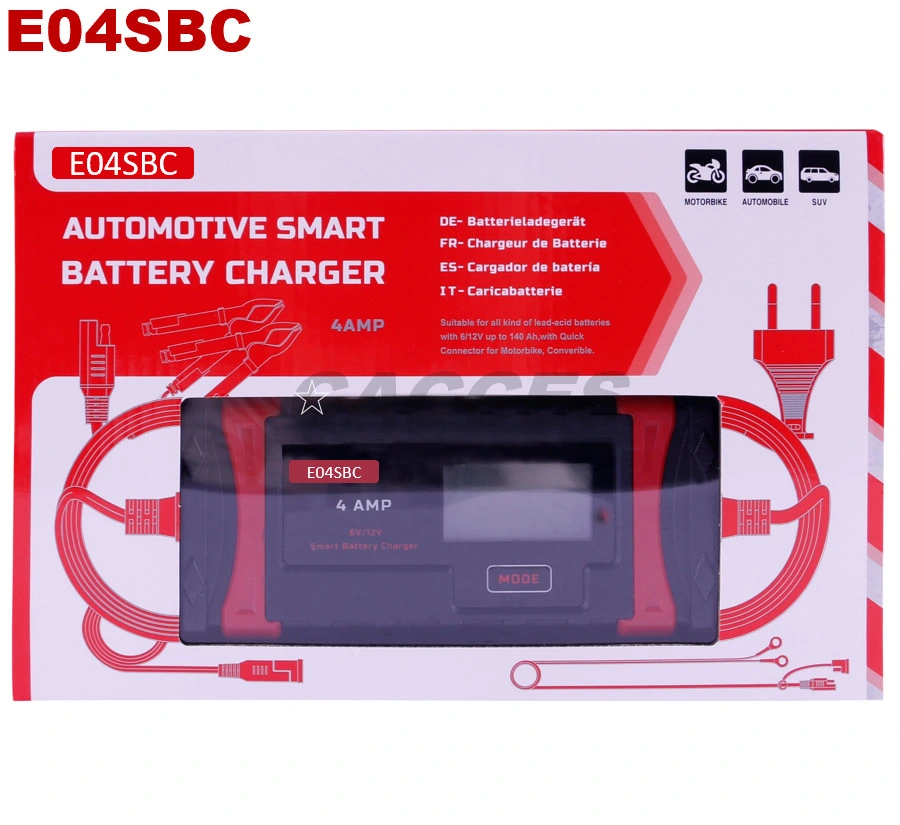 Car Battery Charger,8-Step 4AMP Automatic Portable Battery Charger Maintainer, 6V/12V Smart &amp; Advanced Trickle Charger Battery Desulfator with Temp Compensation