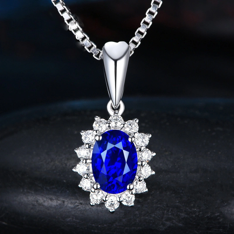 Amazon Foreign Trade Blue Red Yellow Green Purple White Gem Zircon Princess Crown Necklace Set Ring Earrings Pendant Female