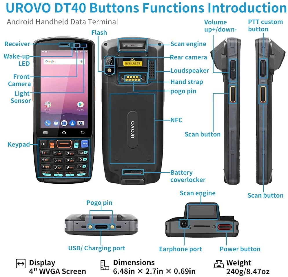 Warehousing Helper Smart PDA Terminal with 2D Barcode Scanner