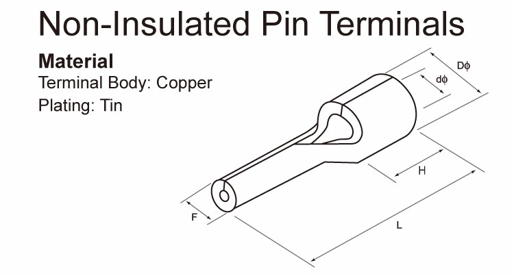 Naked Pin Tinned Copper Cable Terminal Ends