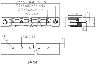 Streight Type PCB Pluggable Terminal Block 7.5mm