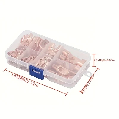 Anello connettore a filo 60PCS SC6-25 connettori in rame stagnato nudo Scatola kit di connettori per terminali a crimpare elettrici per cavi