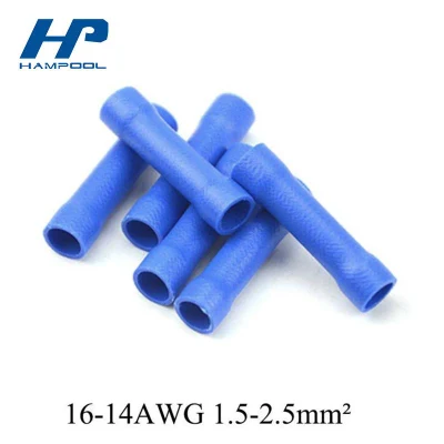 Connettori a crimpare con giunzione di testa Hampol, misura 22 AWG (rosso) 16 AWG (blu) Connettori terminali con filo diritto isolati in PVC da 12 AWG (giallo)