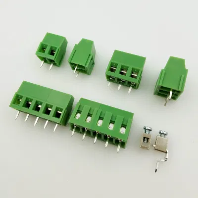 Morsettiera per circuito stampato verde a vite con passo da 2,54 mm-7,62 mm corrente 10 A.